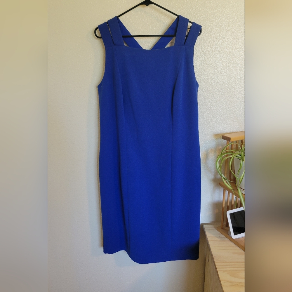 Hugo Boss Blue Double Shoulder Dress, Size 14